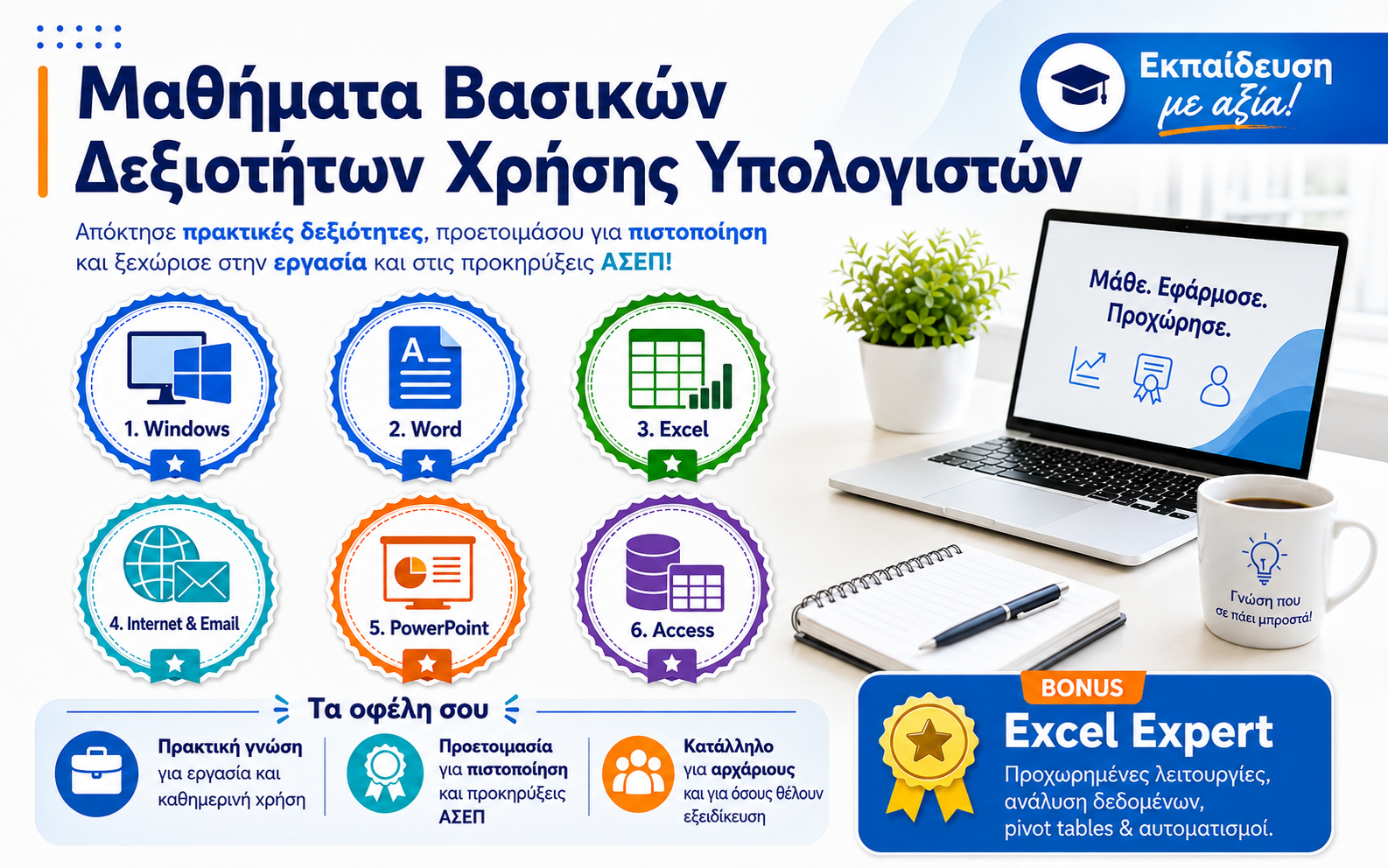 Μαθήματα βασικών δεξιοτήτων χρήσης ΗΥ 